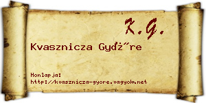 Kvasznicza Györe névjegykártya